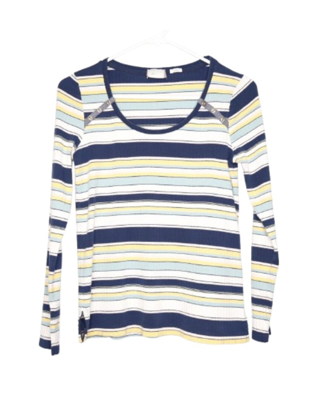 Postmark Joliette Multicolor Striped Long Sleeve Ribbed Top - S. 97% Cotton